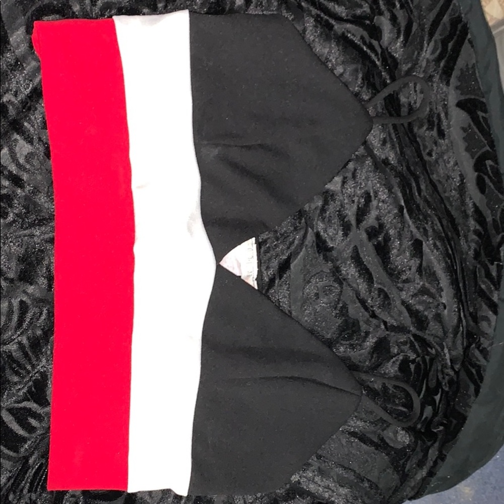 Black, white, & red crop top